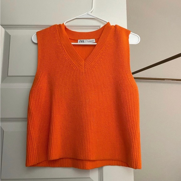 Zara Sweaters Zara Orange Sweater Vest Poshmark